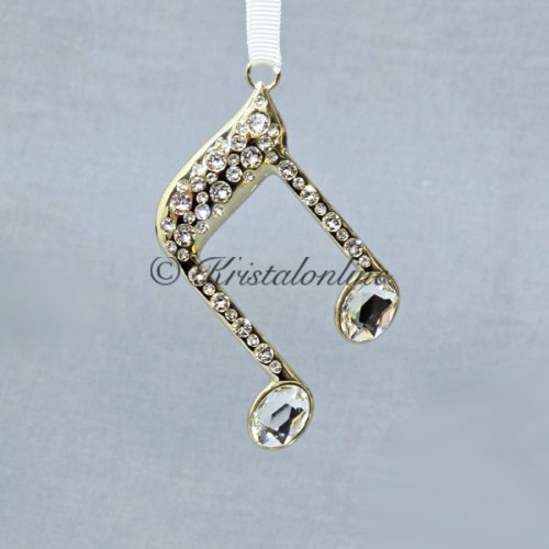 Swarovski Ornament Dubbele Muzieknoot – Champagnegoud en Kristallen