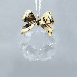 Swarovski Ornament Kerstkrans – Kristallen met Gouden Strik 2025