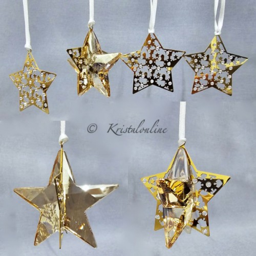 Swarovski Kristal | Kerst | Kerst Ornamenten | Kerst Ornament - Set - Sterren Golden Shadow | 1143399