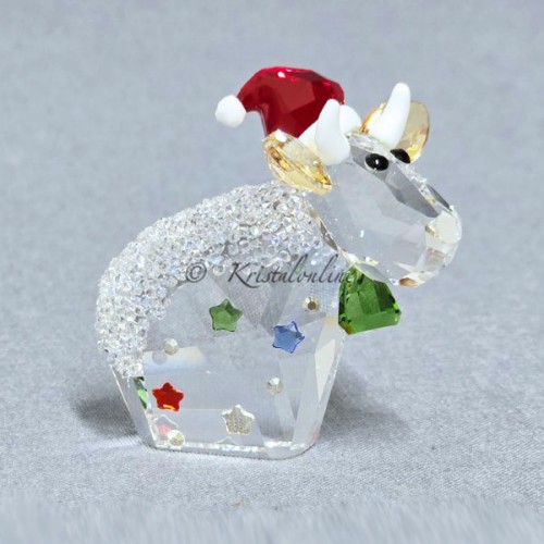 Swarovski Mo 2025 kristallen koe met kerstmuts en bel