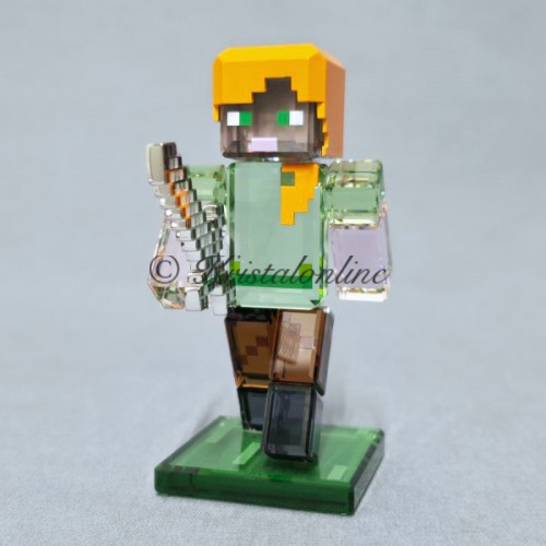 Swarovski Minecraft Alex kristallen figuur met zwaard, rode haren en groene tuniek
