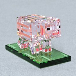 Swarovski Minecraft Pig kristallen beeldje met roze pixelvorm